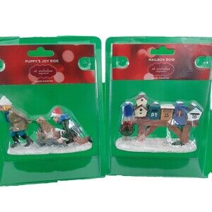 St. Nicholas Square Christmas Village Decoration- Puppy Joy Ride  & Mailbox Row